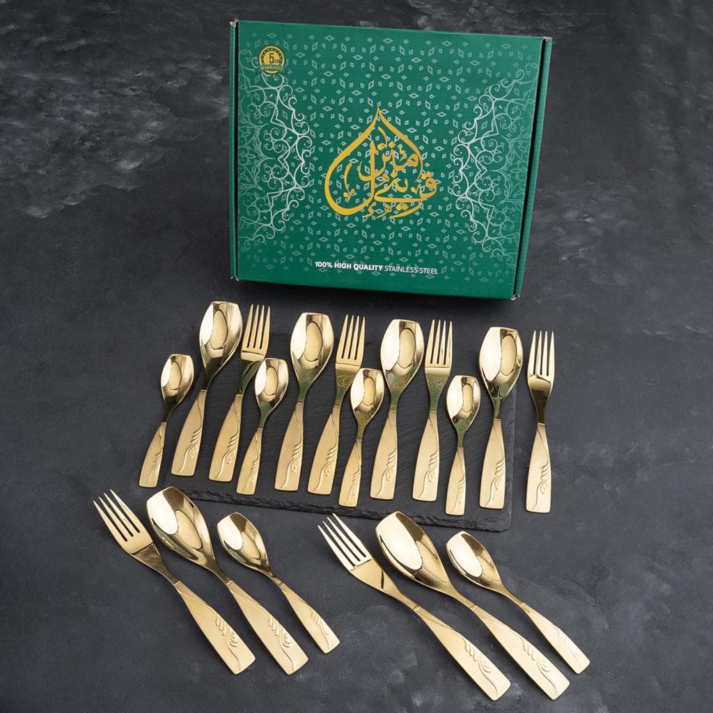 SUPREME GOLDEN 60 Gram Premium Cutlery Set Qareenay Manzil® branded